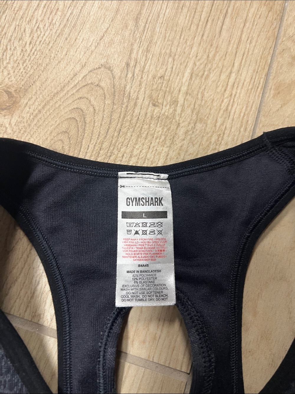 Gymshark Black Subtle Pattern Racerback Sports Bra - Picture 3 of 4